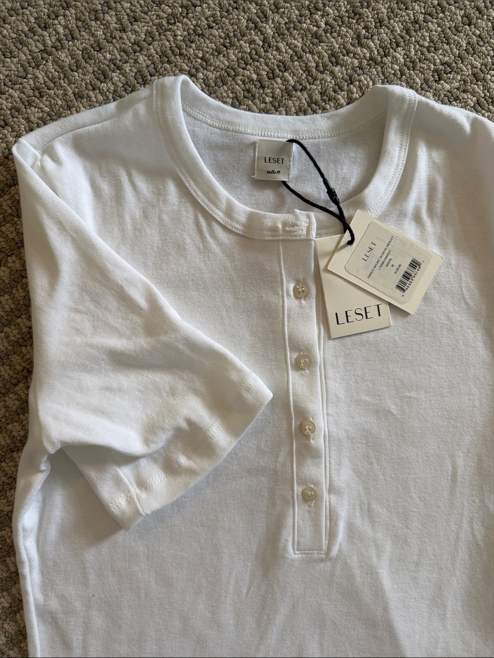 LESET White Henley Tee